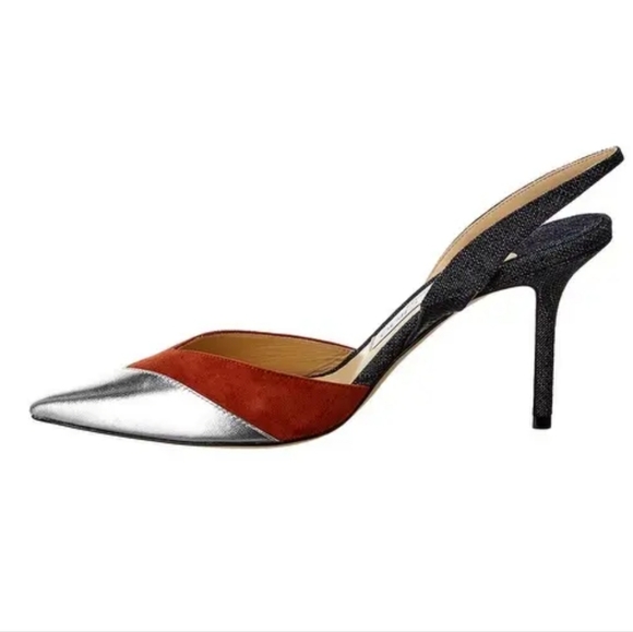 Jimmy Choo Thia 85 Leather & Suede Slingback Pump - Picture 2 of 11